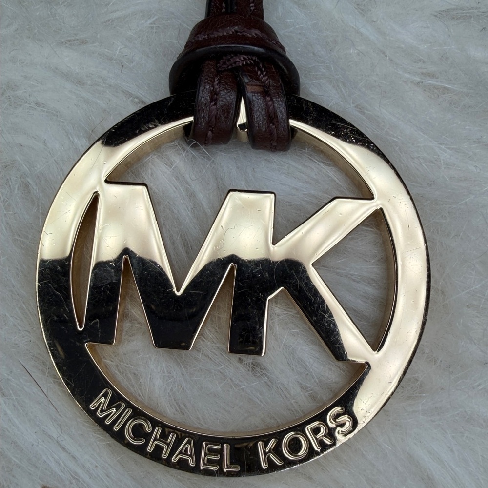 Michael Kors EUC hang tag with brown leather and gold for bag - Picture 3 of 4